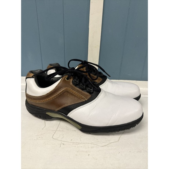 FJ Footjoy Contour Series 54108 Men\'s Golf Shoes Size 10M White‎ Black And Brown main image 5